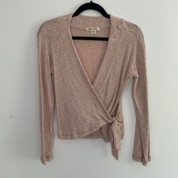 Billabong Sweaters - Billabong soft tan v-neck front tie sweater